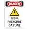 Signmission Safety Sign, OSHA Danger, 10" Height, Aluminum, High Pressure Gas Line, Portrait OS-DS-A-710-V-1325 - alternate 1